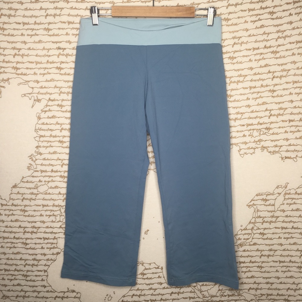 Prana Two-Tone Blue Yoga Capri Leggings